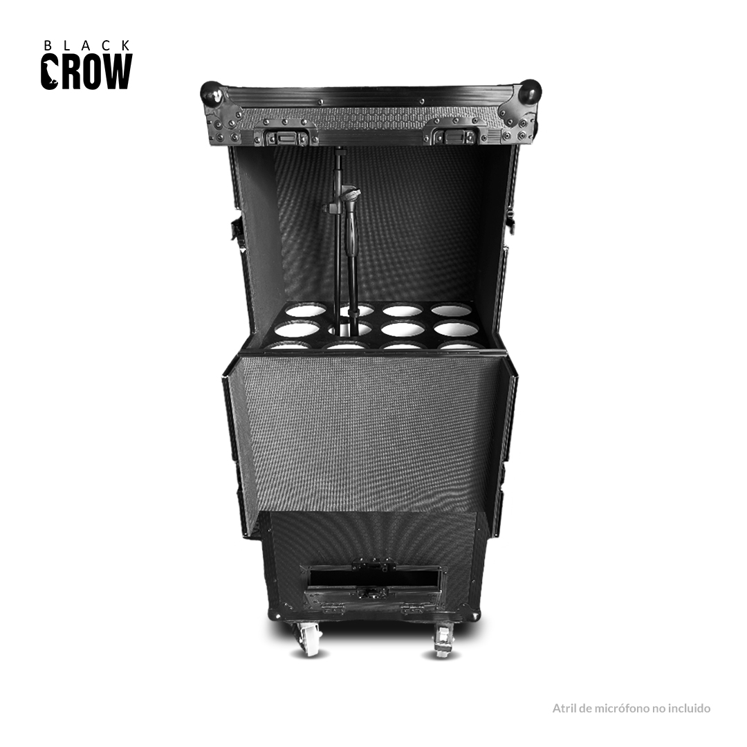 CASE VERTICAL PARA 12 SOPORTES DE MICRÓFONO CON RUEDAS BLACK CROW MIC12V